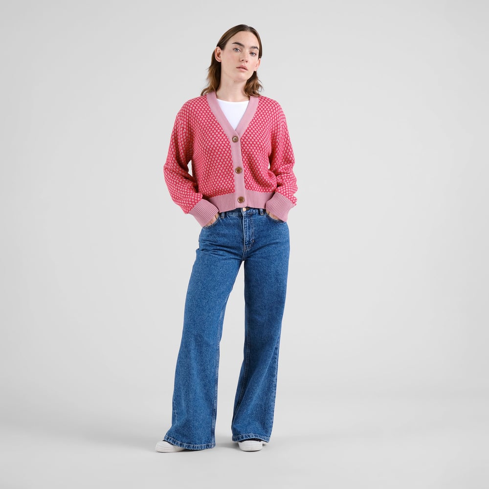 Cardigan Kanan Bubble Knit True Red/Lilas Pink