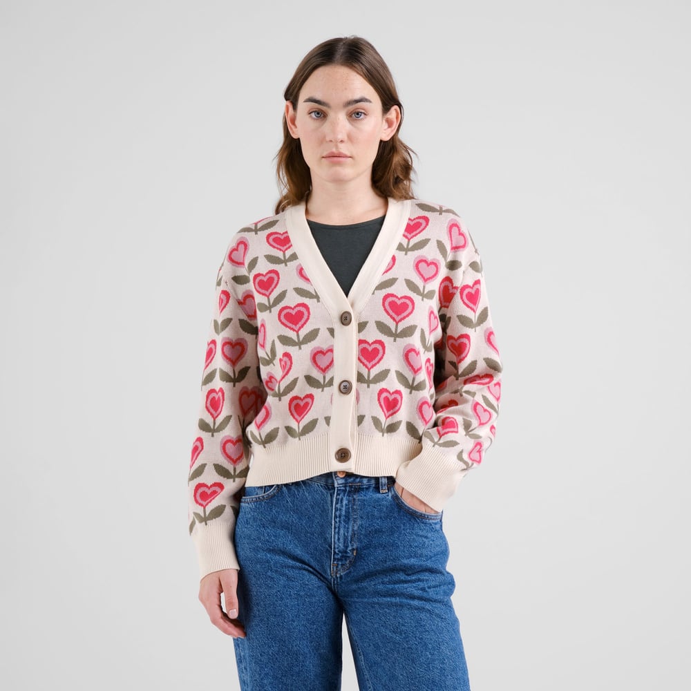 Cardigan Kanan Love Flowers Vanilla White