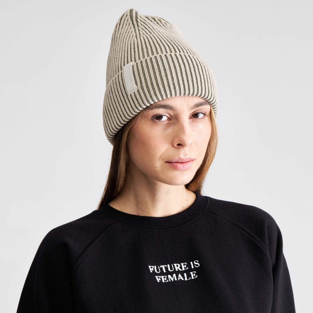 Beanie Narvik Brioche Oat White/Leaf Green