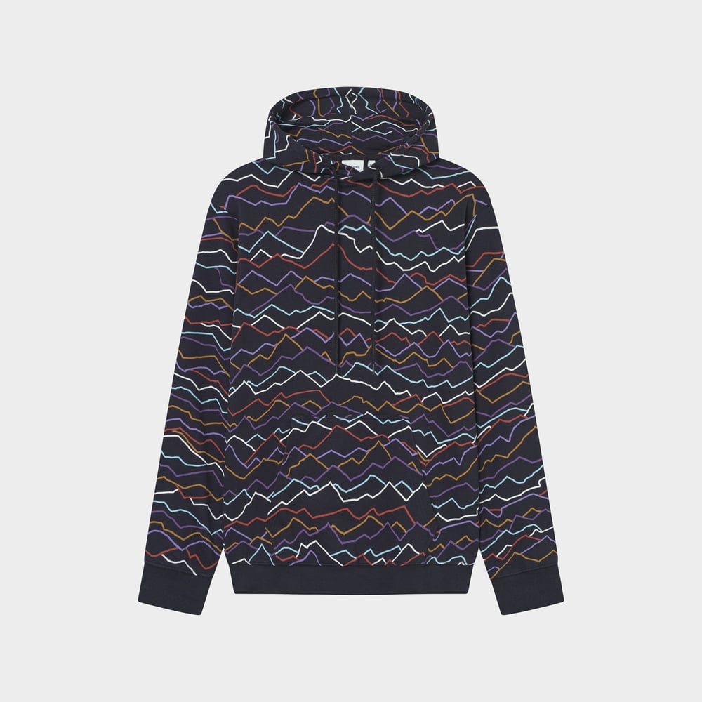 Hoodie Falun Line Mountains AOP Black