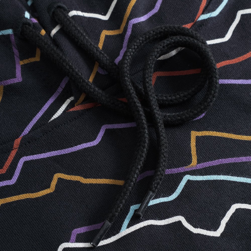 Hoodie Falun Line Mountains AOP Black