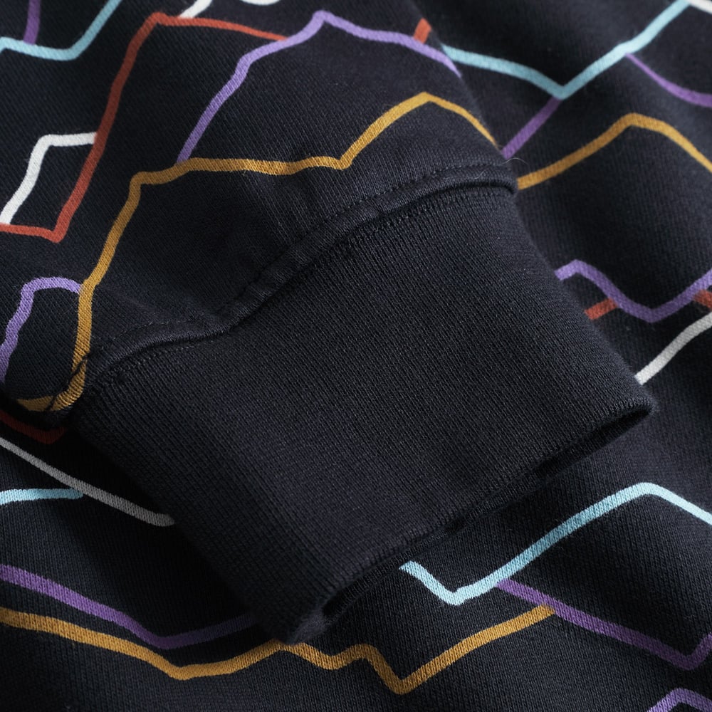 Hoodie Falun Line Mountains AOP Black