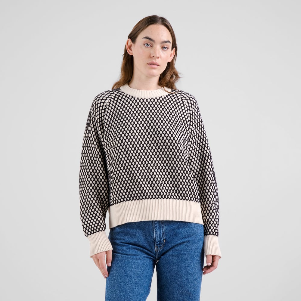 Sweater Husie Bubble Knit Black/Vanilla White