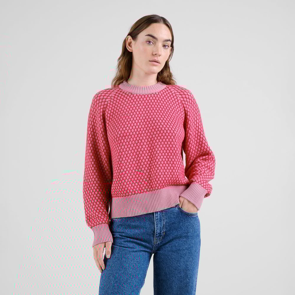 Sweater Husie Bubble Knit True Red/Lilas Pink