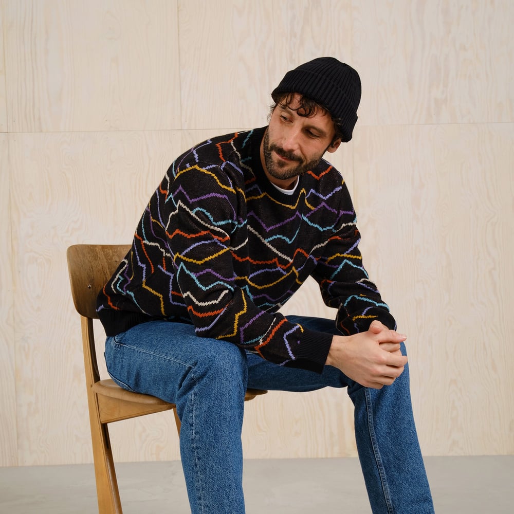 Sweater Mora Line Mountain AOP Black