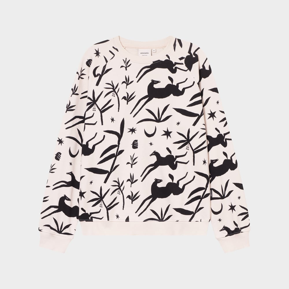 Sweatshirt Ystad Papercut Horses Oat White