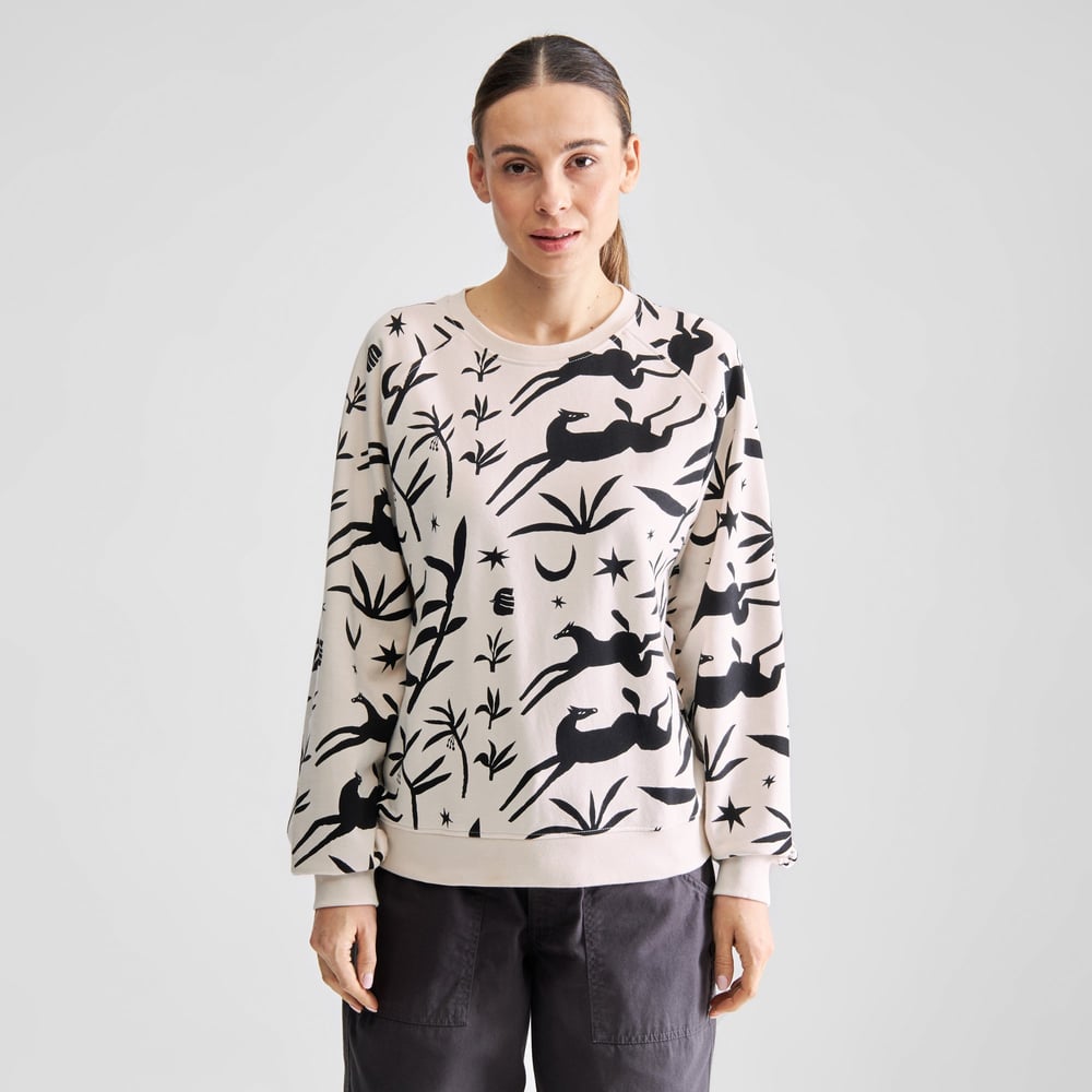 Sweatshirt Ystad Papercut Horses Oat White