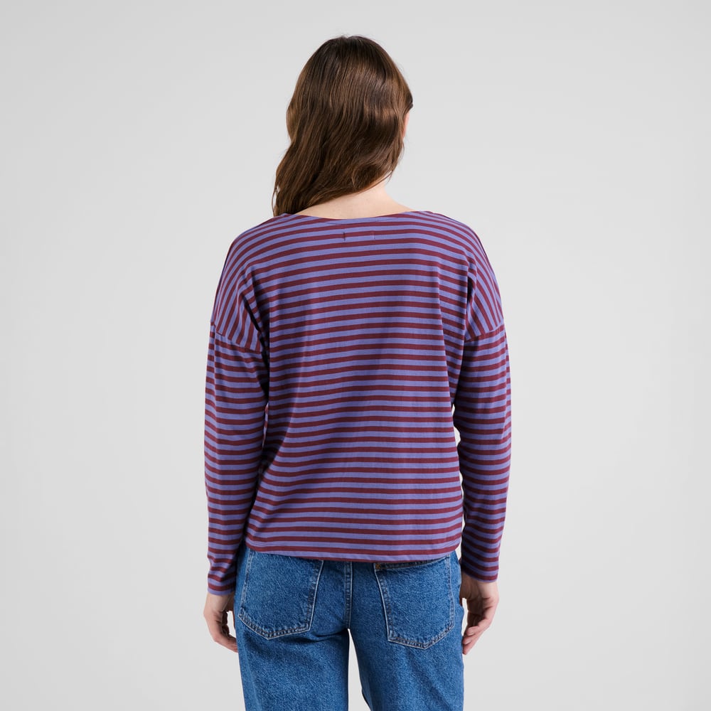 Top Humledal Stripes Fig Red
