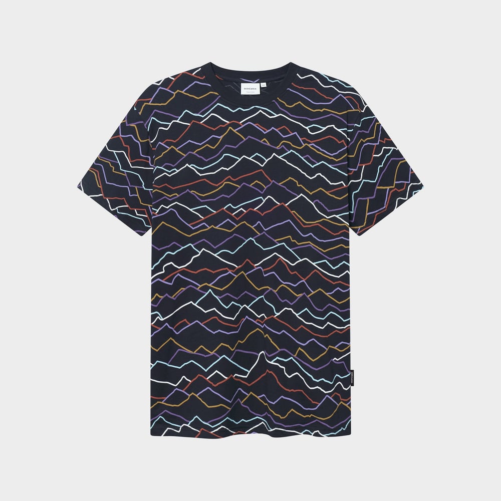 T-shirt Stockholm Line Mountains AOP Black