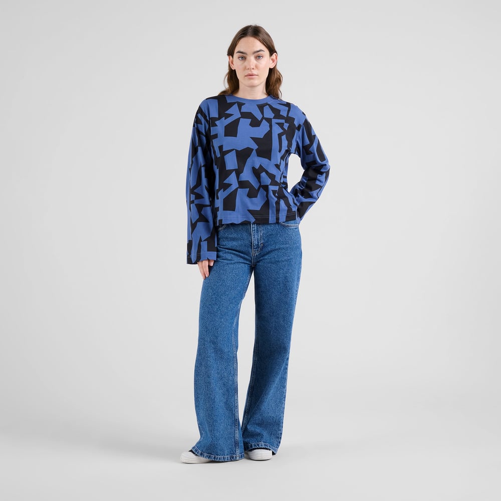 T-shirt Long Sleeve Vreta Abstract Chaos Blue