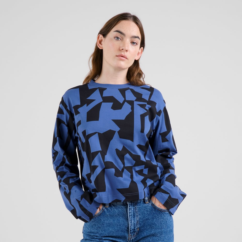 T-shirt Long Sleeve Vreta Abstract Chaos Blue