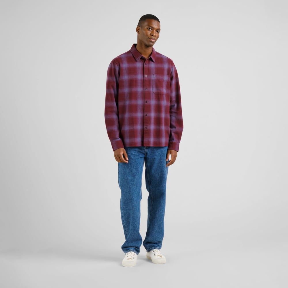 Shirt Rute Flannel Shadow Check Fig Red