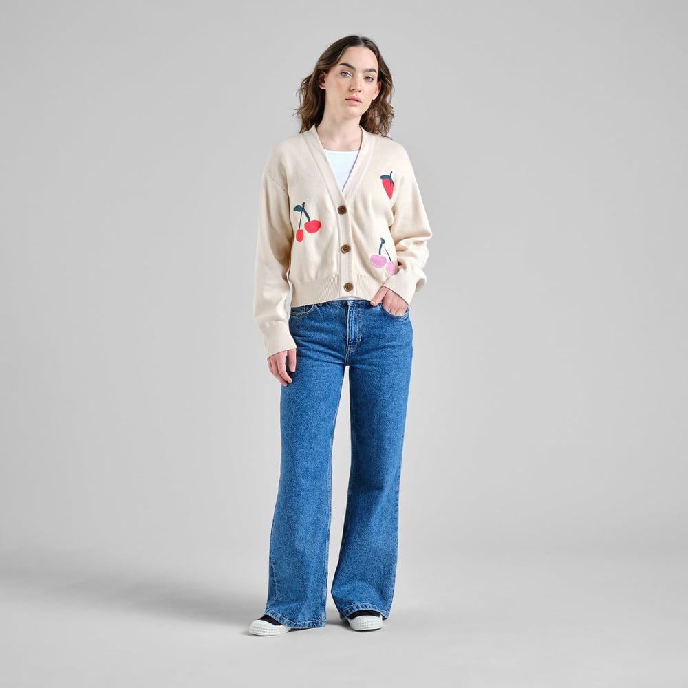Cardigan Kanan Application Berries Vanilla White