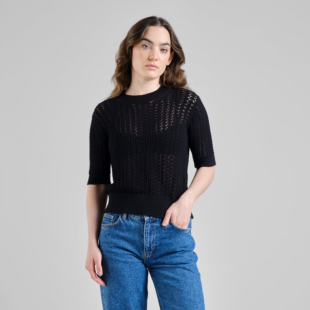 Knitted T-shirt Flen Crochet Black