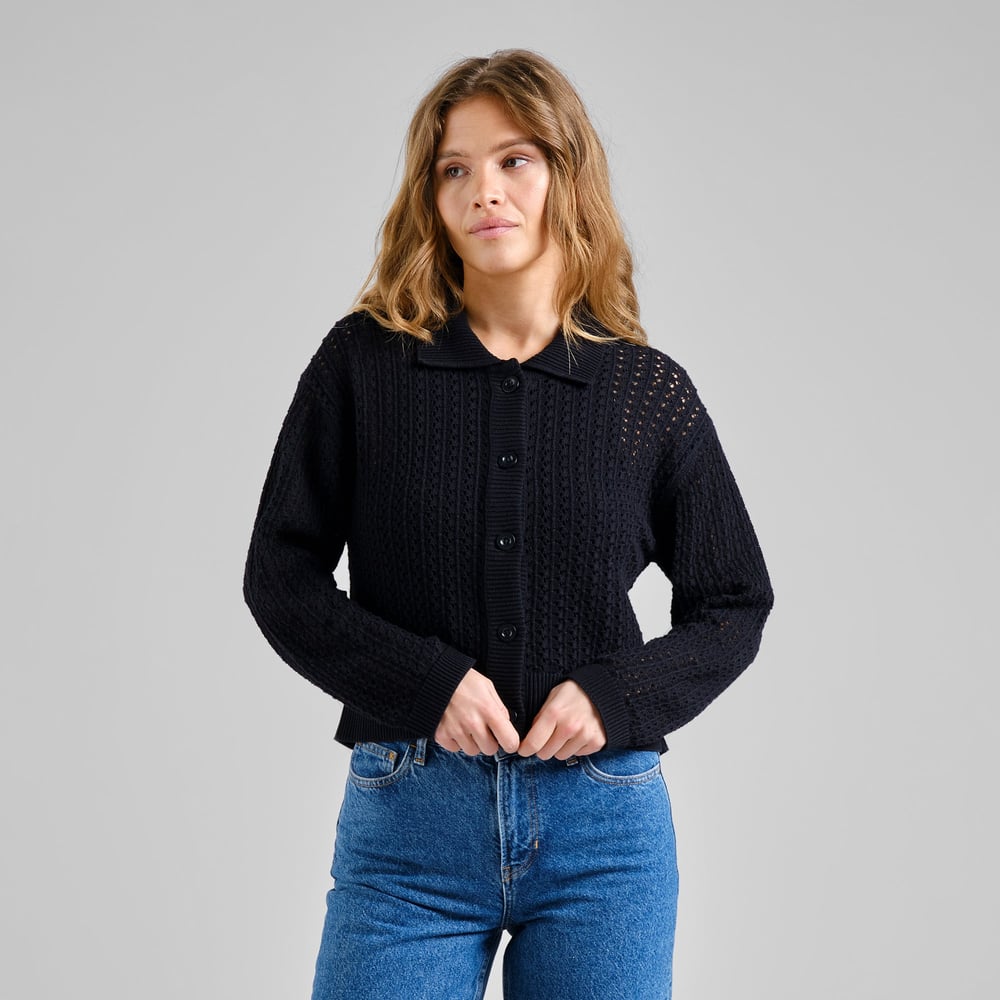 Knitted Cardigan Rosendal Crochet Black