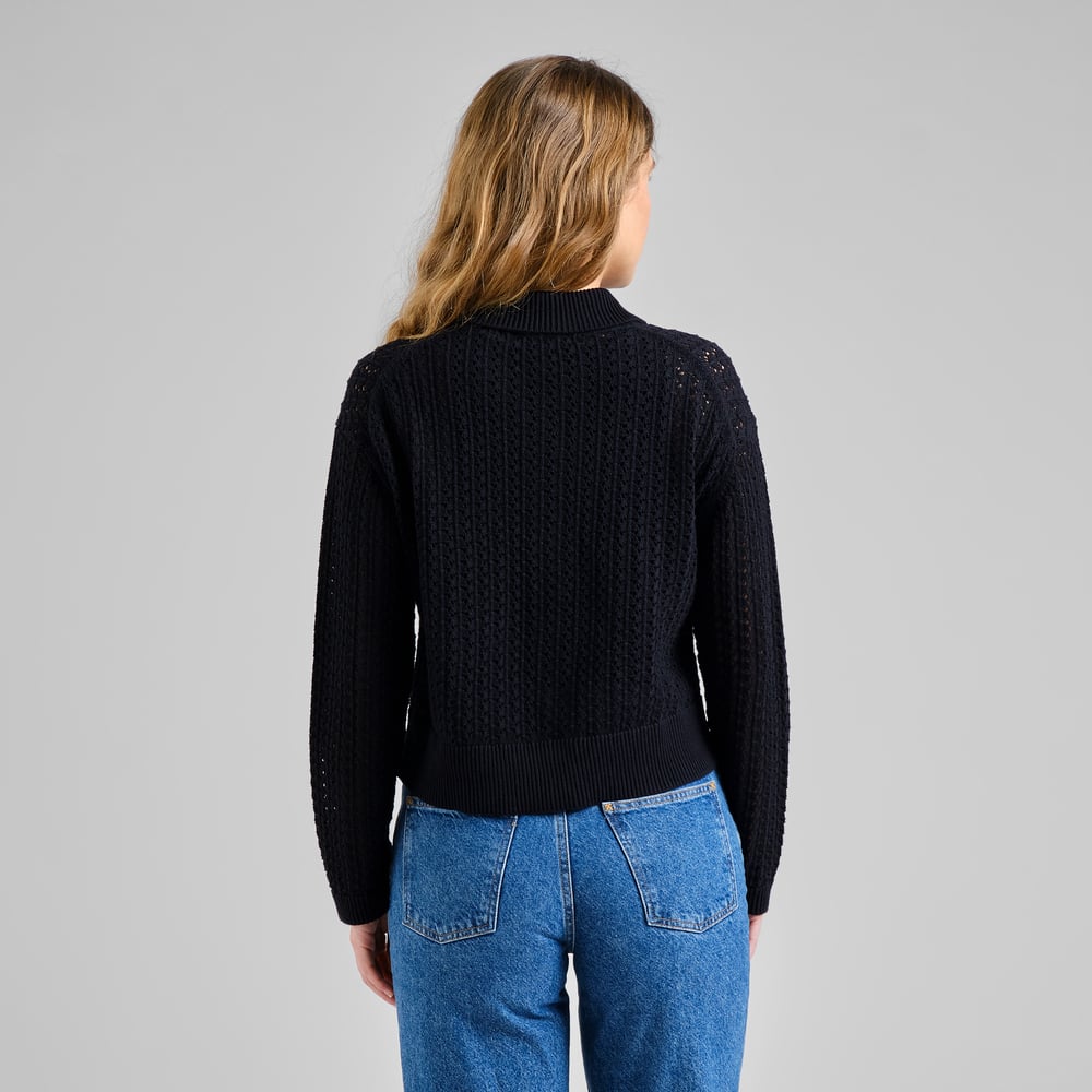 Knitted Cardigan Rosendal Crochet Black