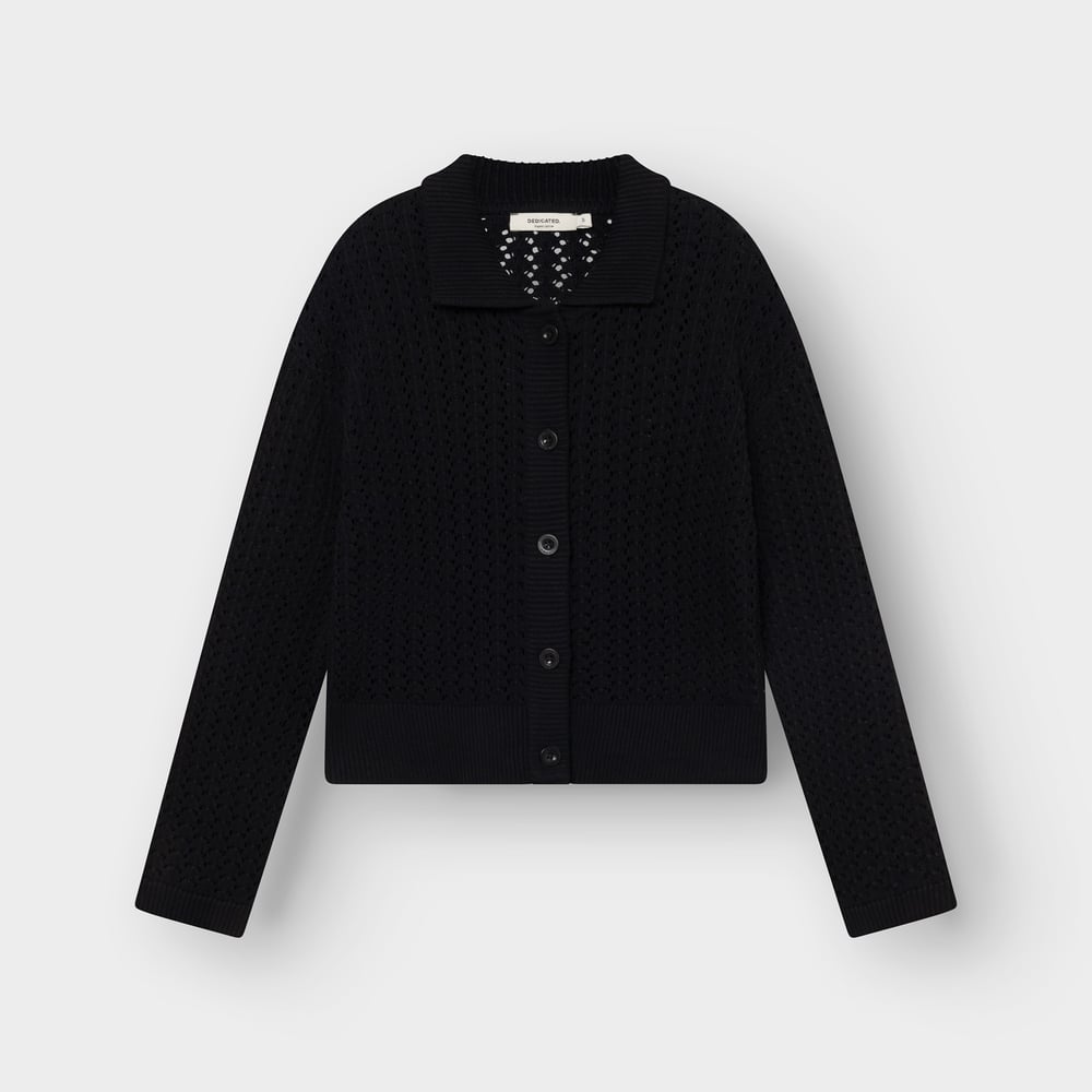 Knitted Cardigan Rosendal Crochet Black