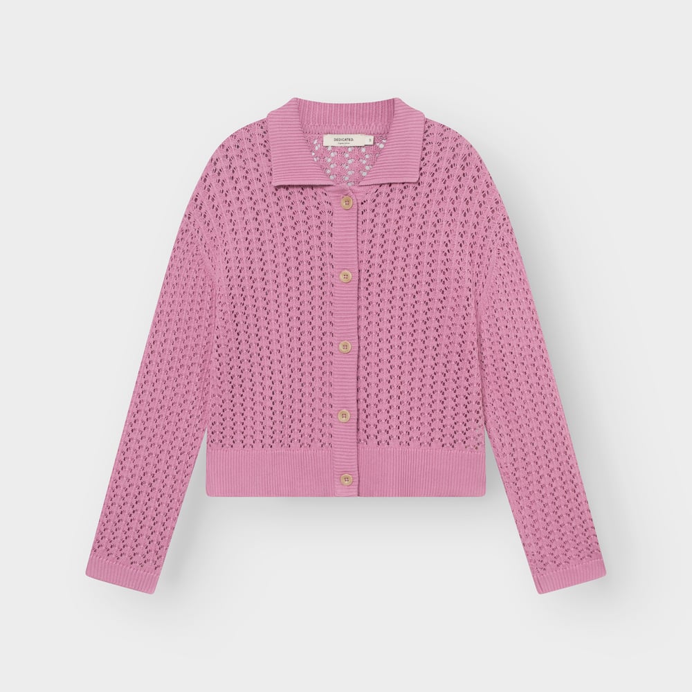 Knitted Cardigan Rosendal Crochet Moonlite Pink