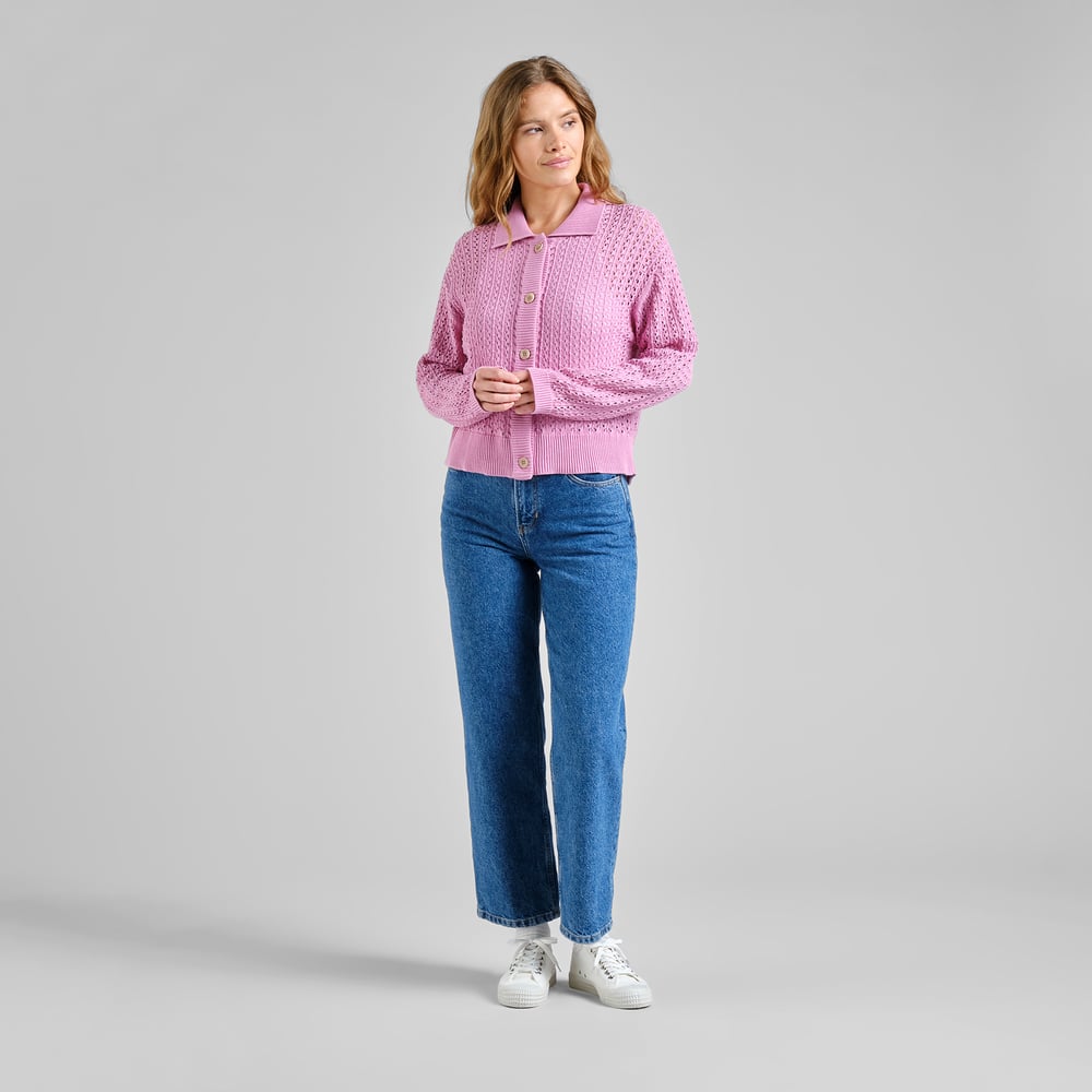 Knitted Cardigan Rosendal Crochet Moonlite Pink