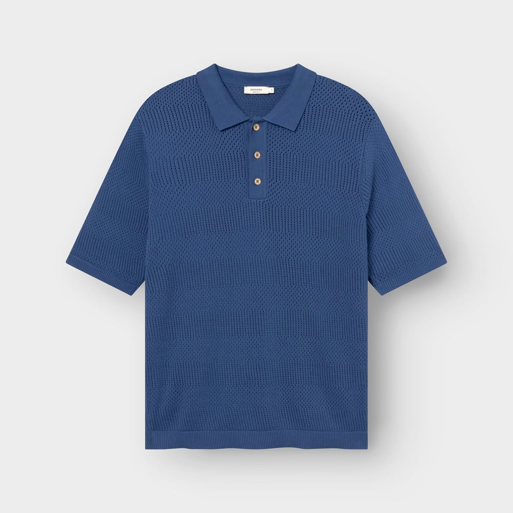 Knitted Polo Nogersund True Blue