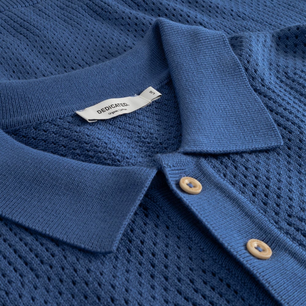 Knitted Polo Nogersund True Blue