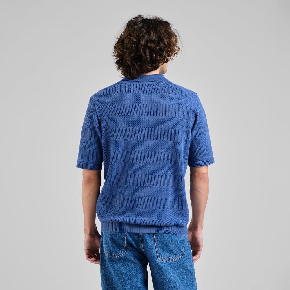 Knitted Polo Nogersund True Blue