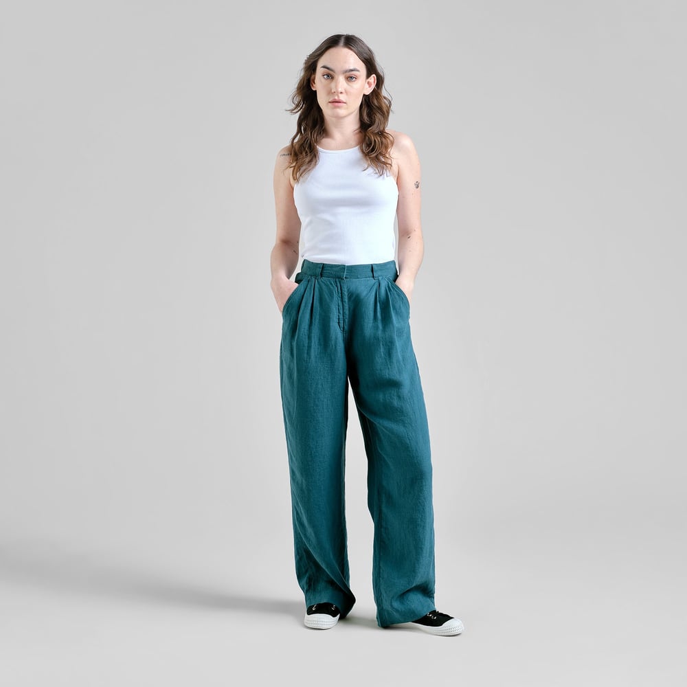 Pants Vickleby Linen Mediterranea Green