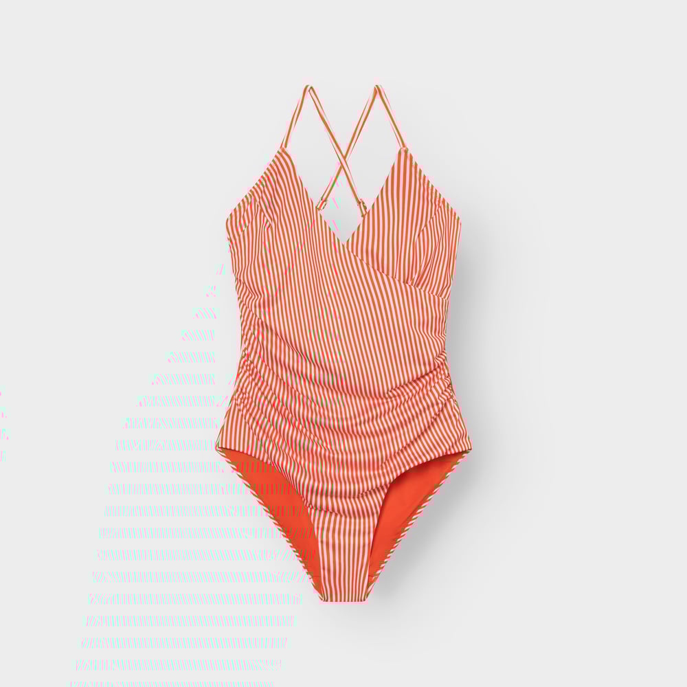 Wrap Swimsuit Klinte Thin Stripe Grenadine Red