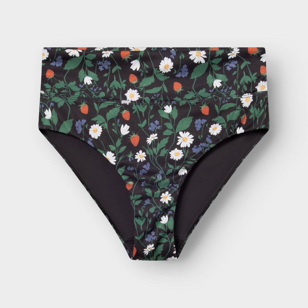 Bikini Pants Slite Strawberry Field Black