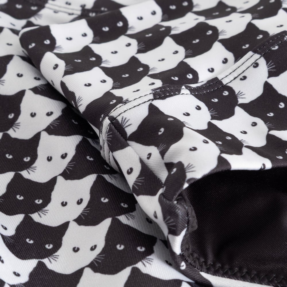 Bikini Pants Slite Pepita Cats Black