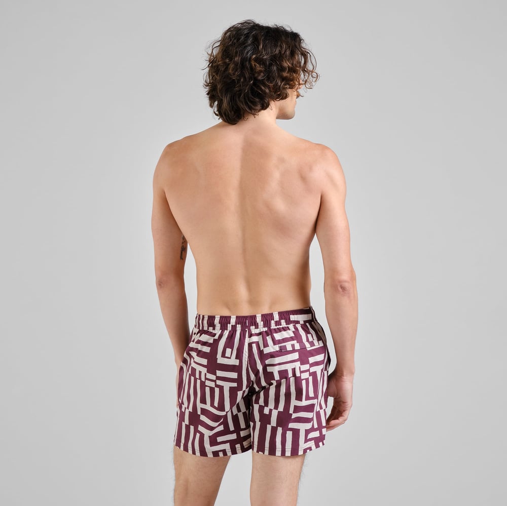 Swim Shorts Birka Lines & Sticks Fig Red
