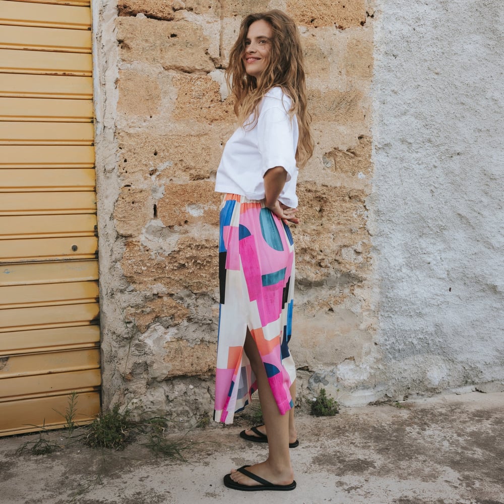 Skirt Viken Abstract Block Multi Color