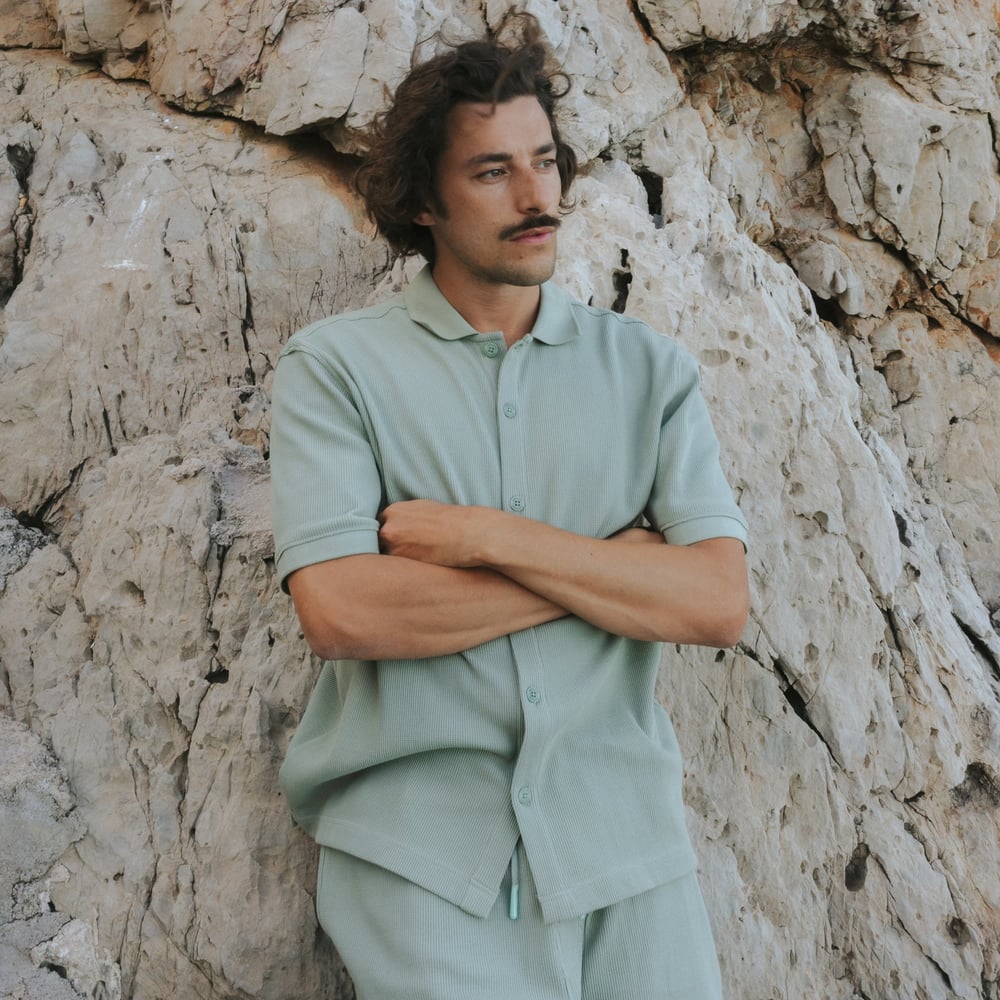 Shirt Falkvik Waffle Iceberg Green