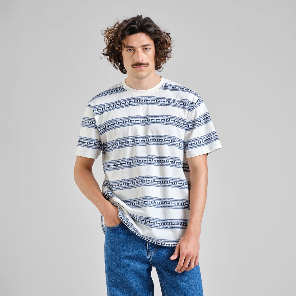 T-shirt Stockholm Floral Stripe Blue