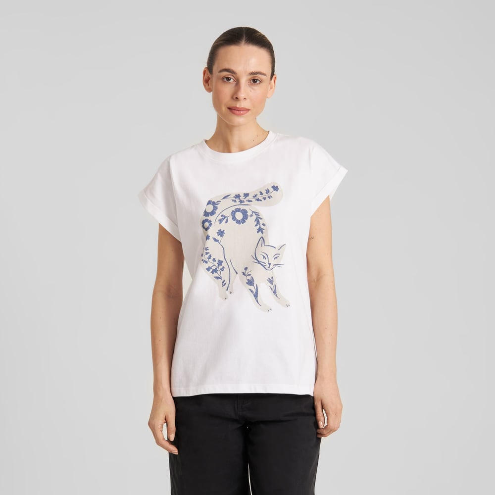 T-shirt Visby Flower Cat White