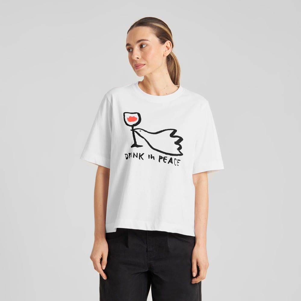T-shirt Vadstena Drink In Peace White
