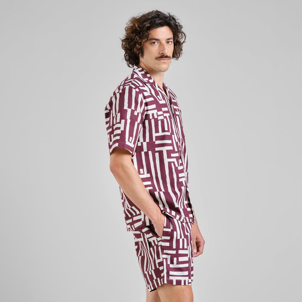 Shirt Marstrand Lines & Sticks Fig Red