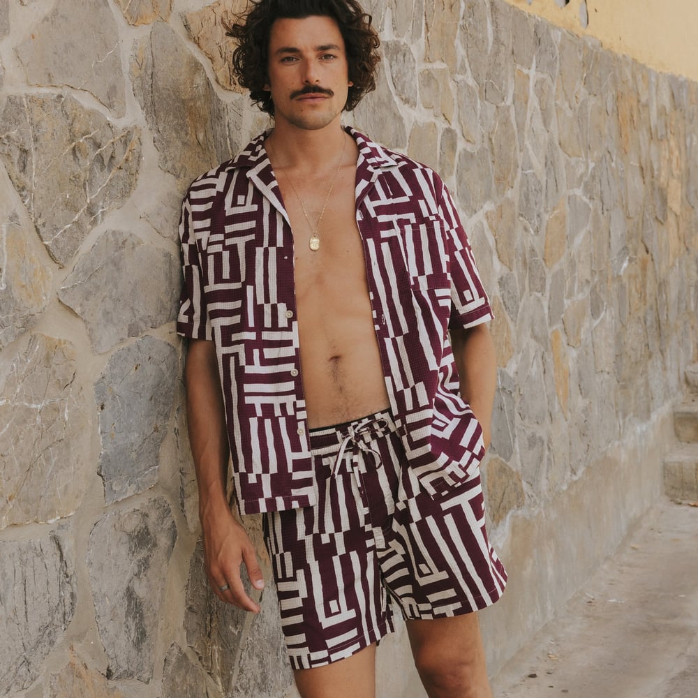 Shirt Marstrand Lines & Sticks Fig Red