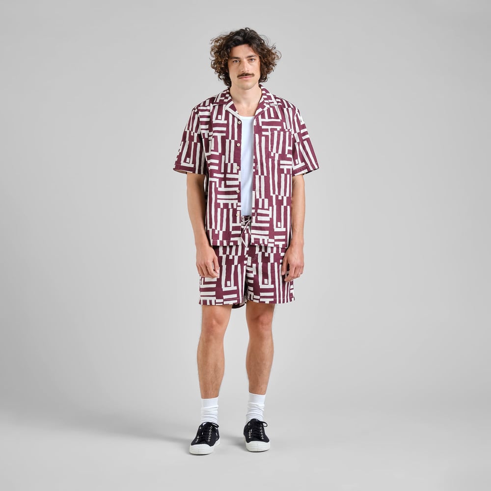 Shirt Marstrand Lines & Sticks Fig Red