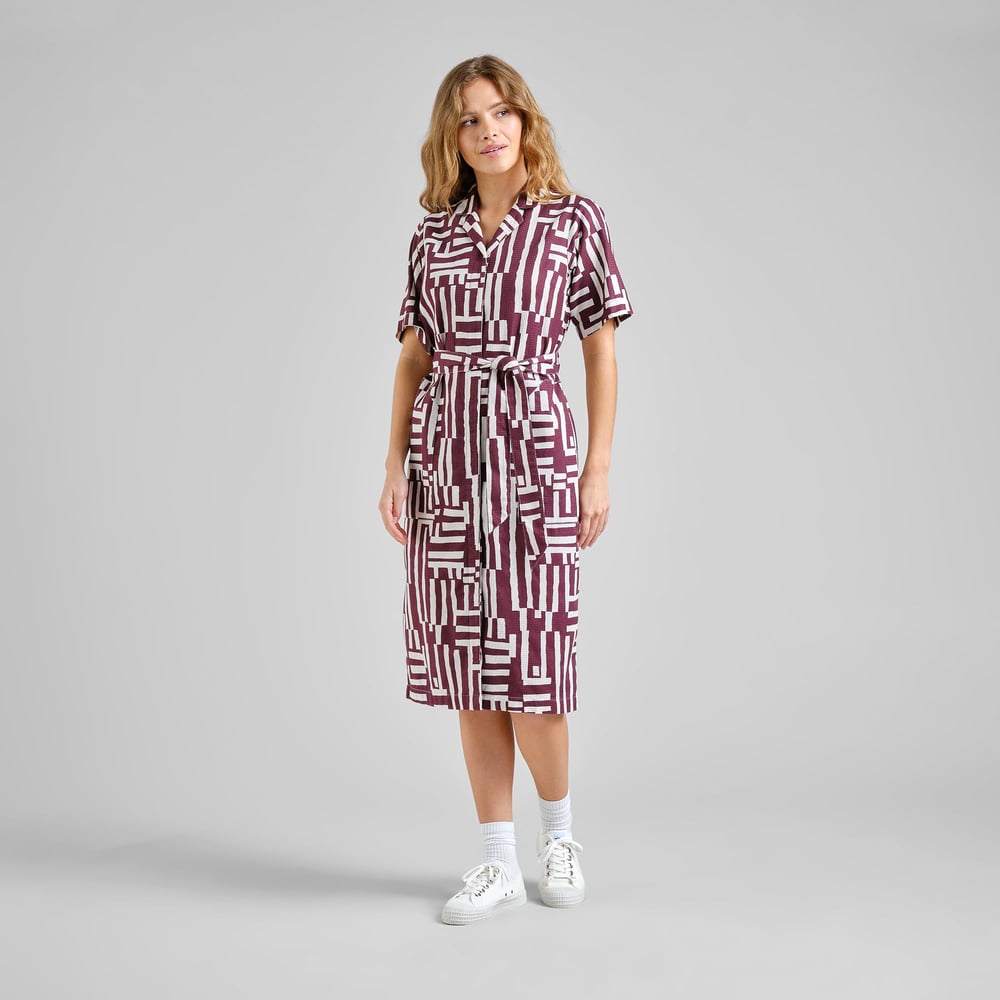 Shirt Dress Orrefors Lines & Sticks Fig Red