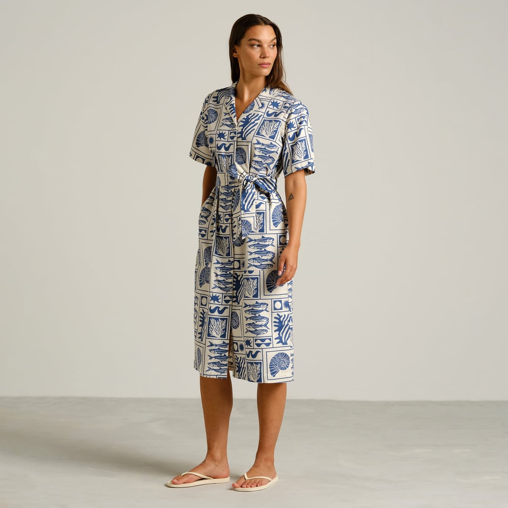 Shirt Dress Orrefors Ocean Squares Oat White