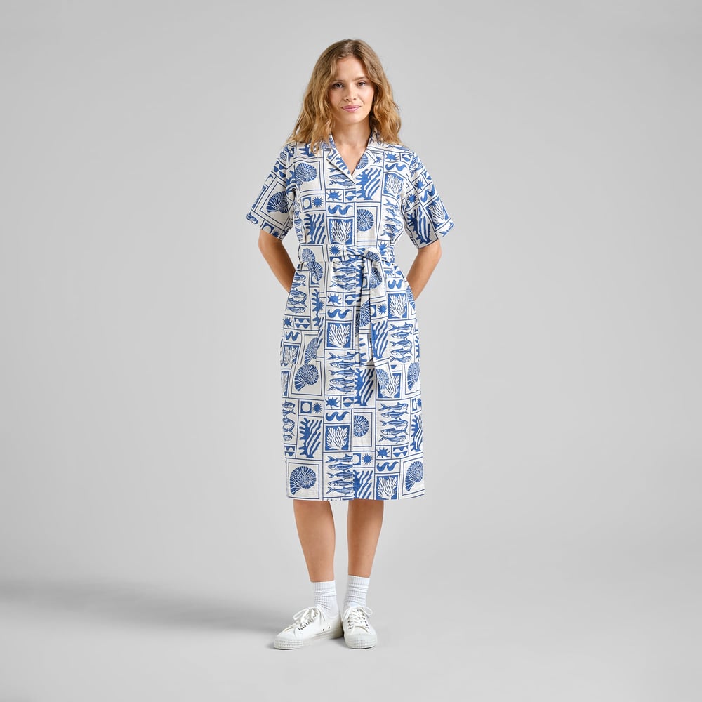 Shirt Dress Orrefors Ocean Squares Oat White