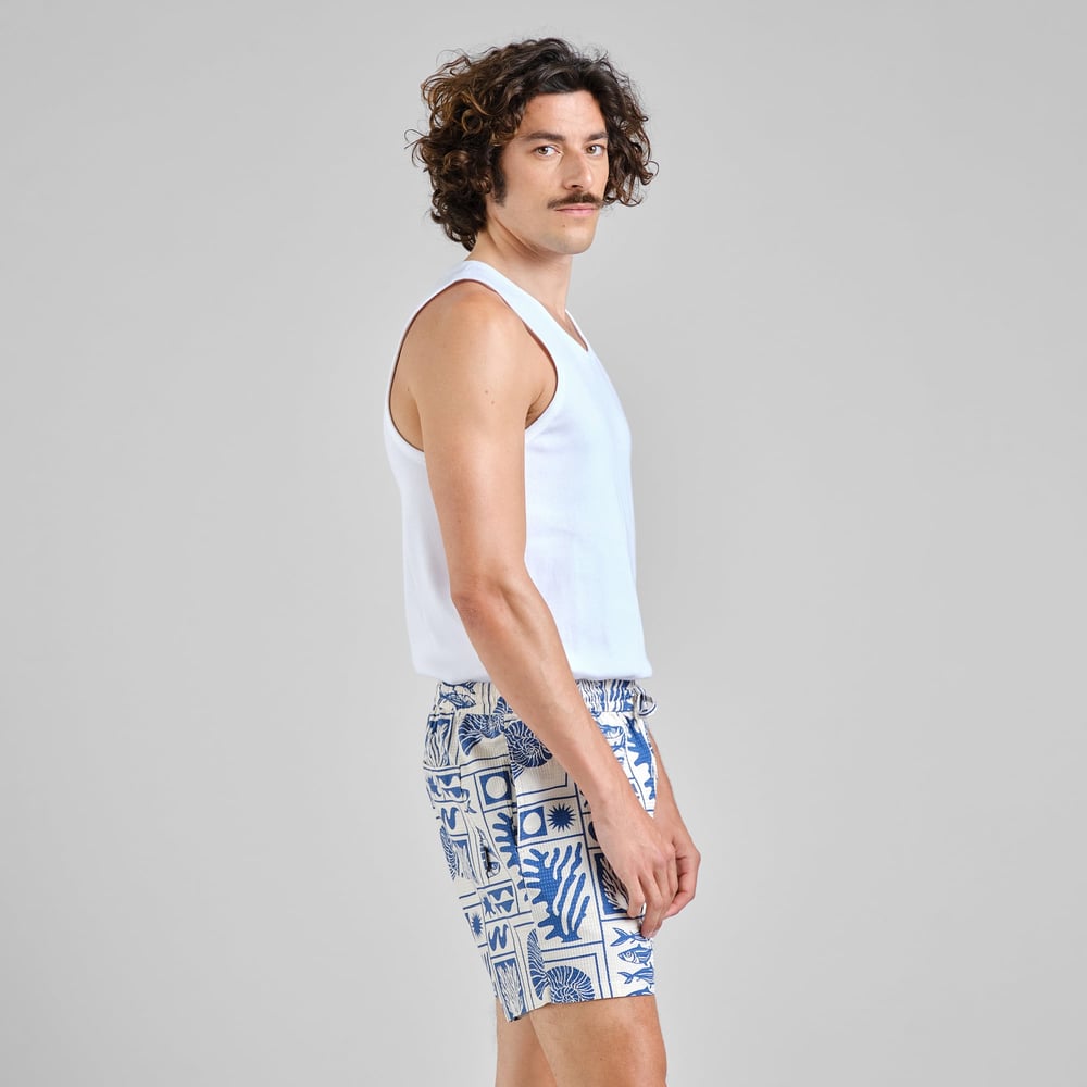 Shorts Essingen Ocean Squares Oat White
