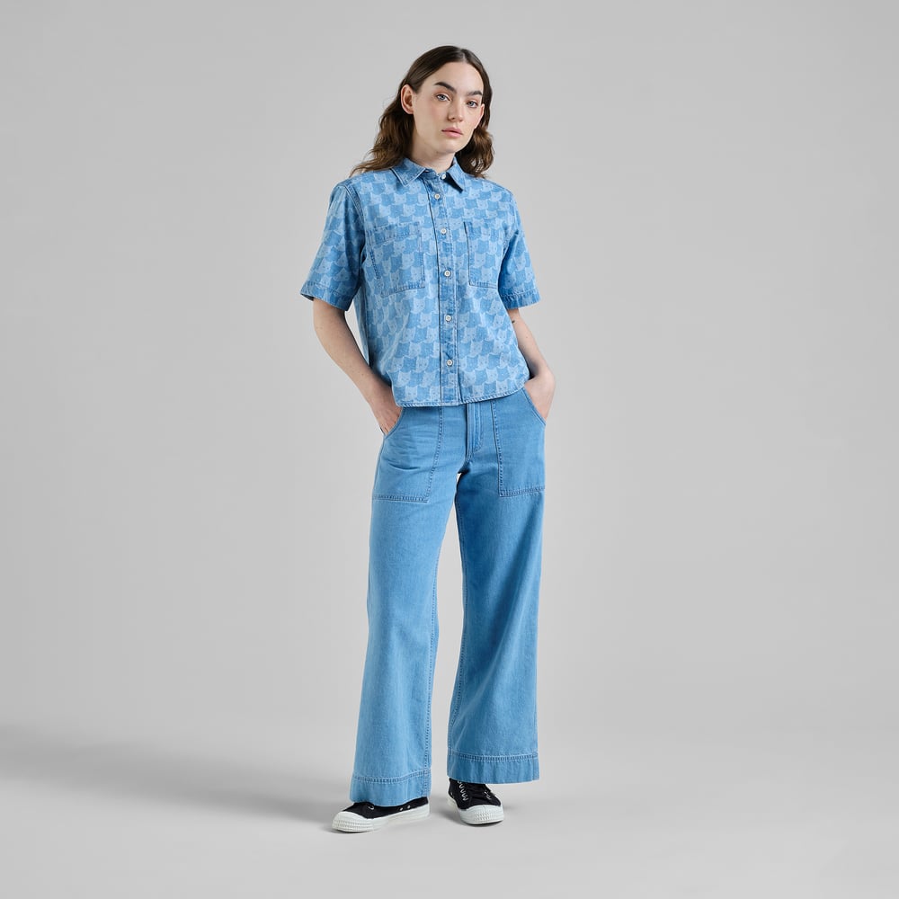 Shirt Stensvik Denim Pepita Cats Light Blue