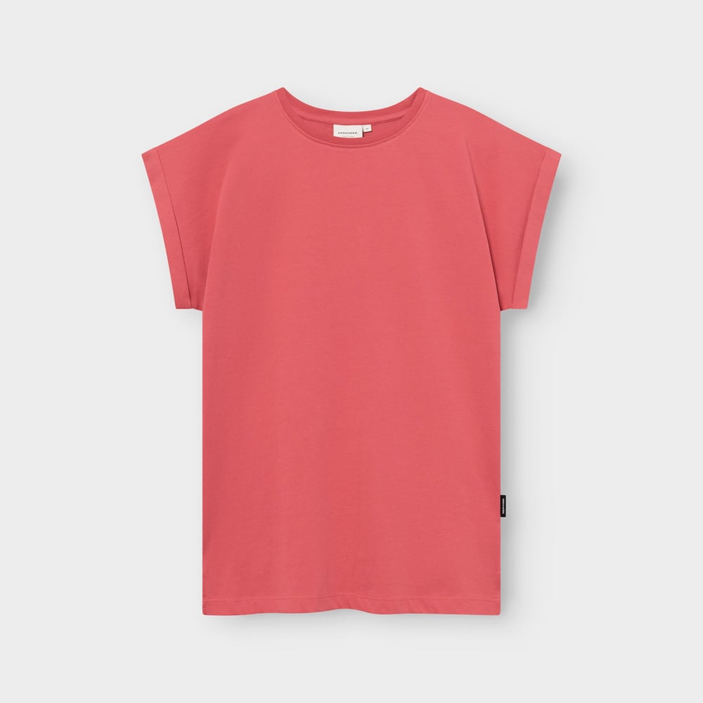 A studio shot of the Dedicated T-shirt Visby Base in a vibrant Holly Red, perfect for adding a pop of color to your day.