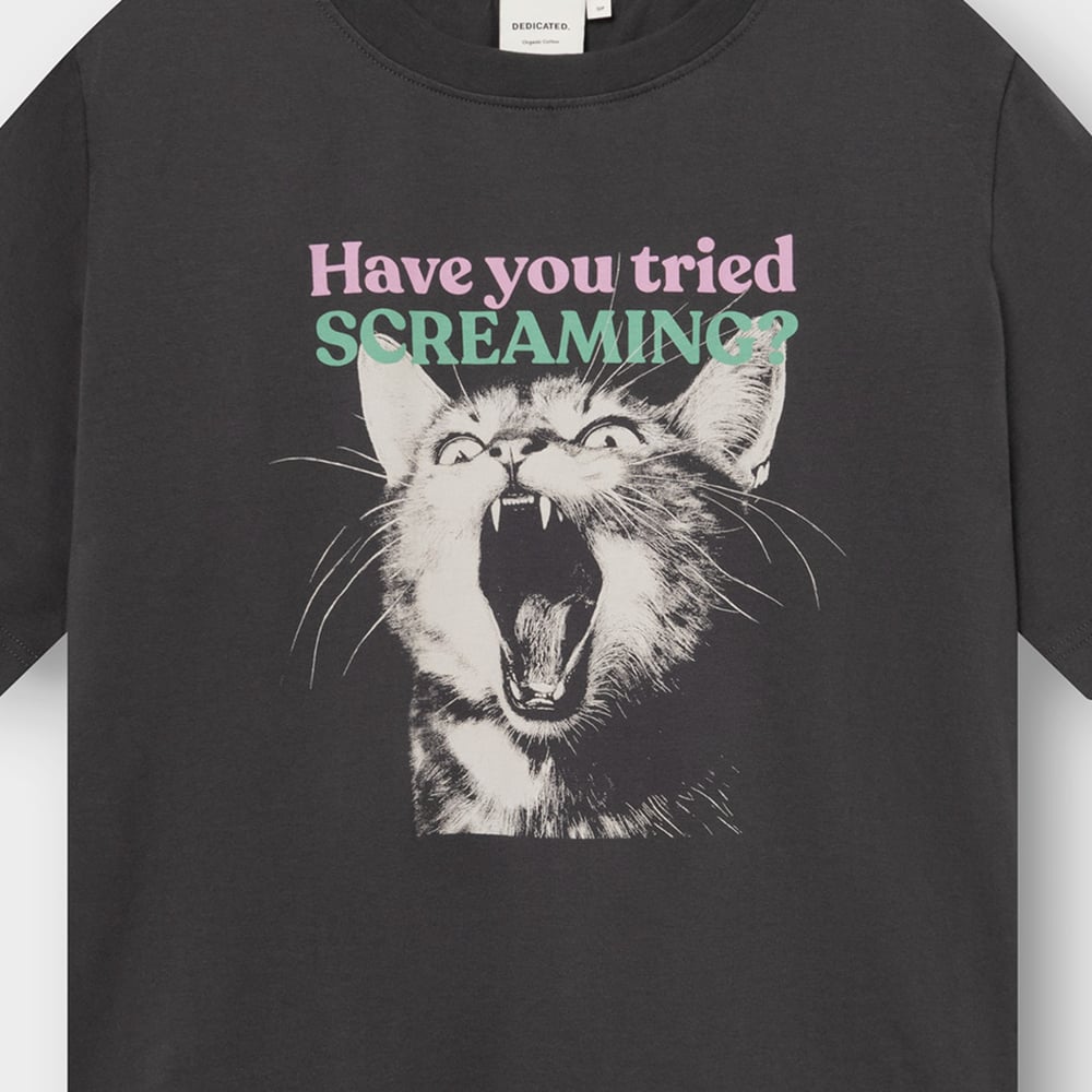 T-shirt Vadstena Screaming Cat Charcoal
