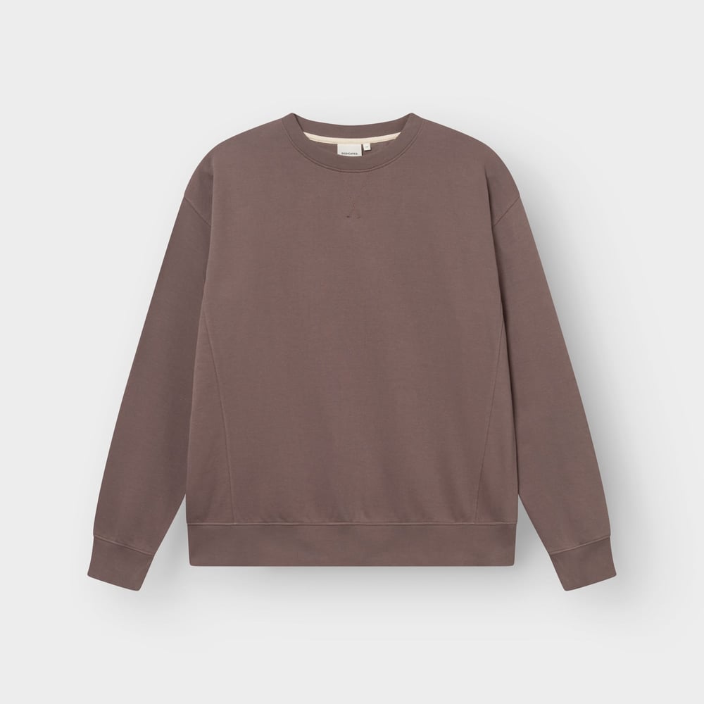 A studio shot of the Dedicated Sweatshirt Bettna in a Sparrow Brown colour, laid flat against a light background.