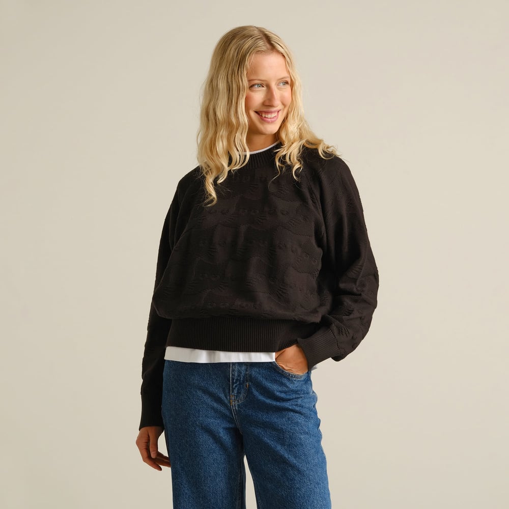 Sweater Husie Pepita Cats Knit Black