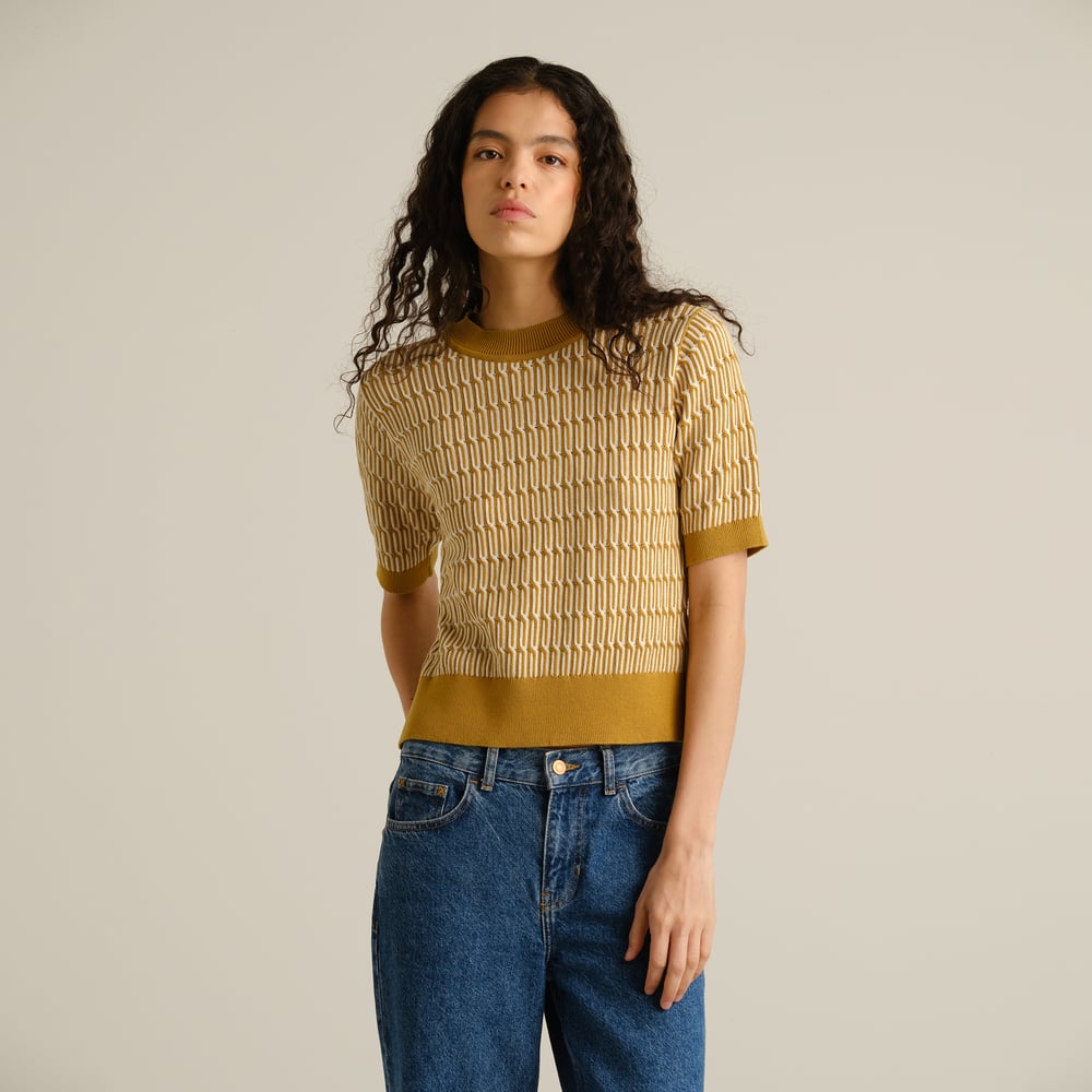 Knitted T-shirt Flen Infinity Knit Bronze Yellow