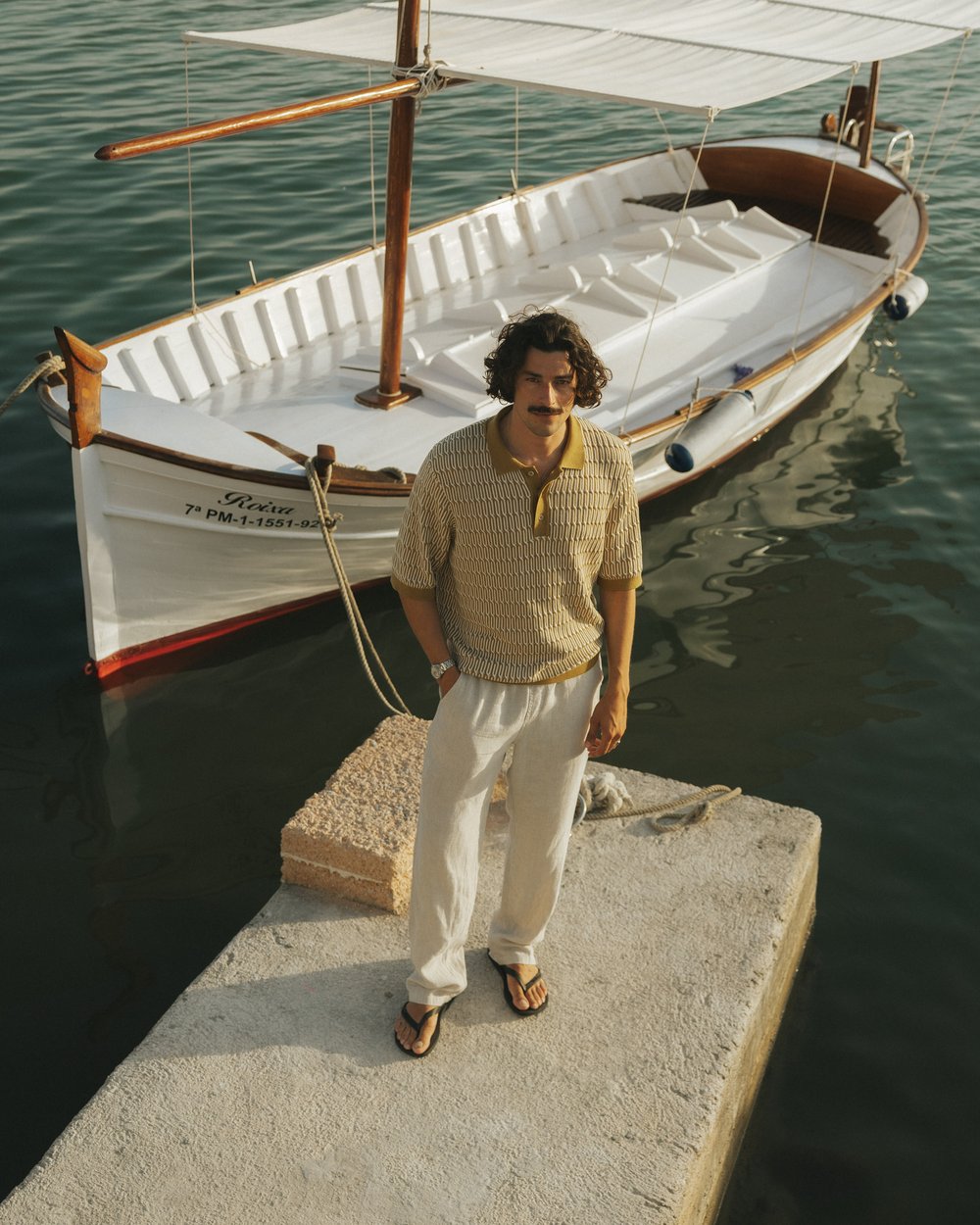 Knitted Polo Nogersund Bronze Yellow